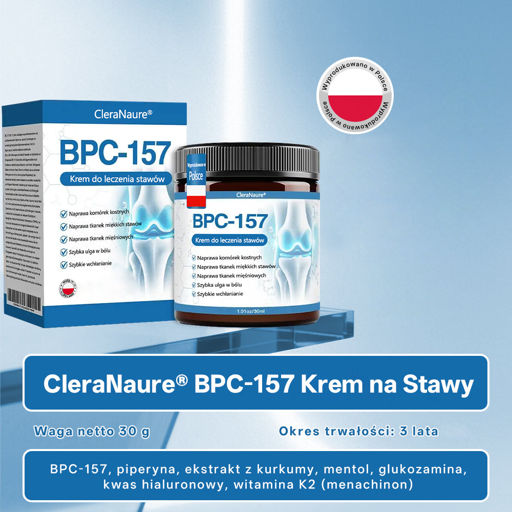 🥇 CleraNaure® BPC-157 Krem do Leczenia Stawów🦴 Leczy Artretyzm, Neuropatię, Reumatyzm, Urazy Sportowe i Więcej✨