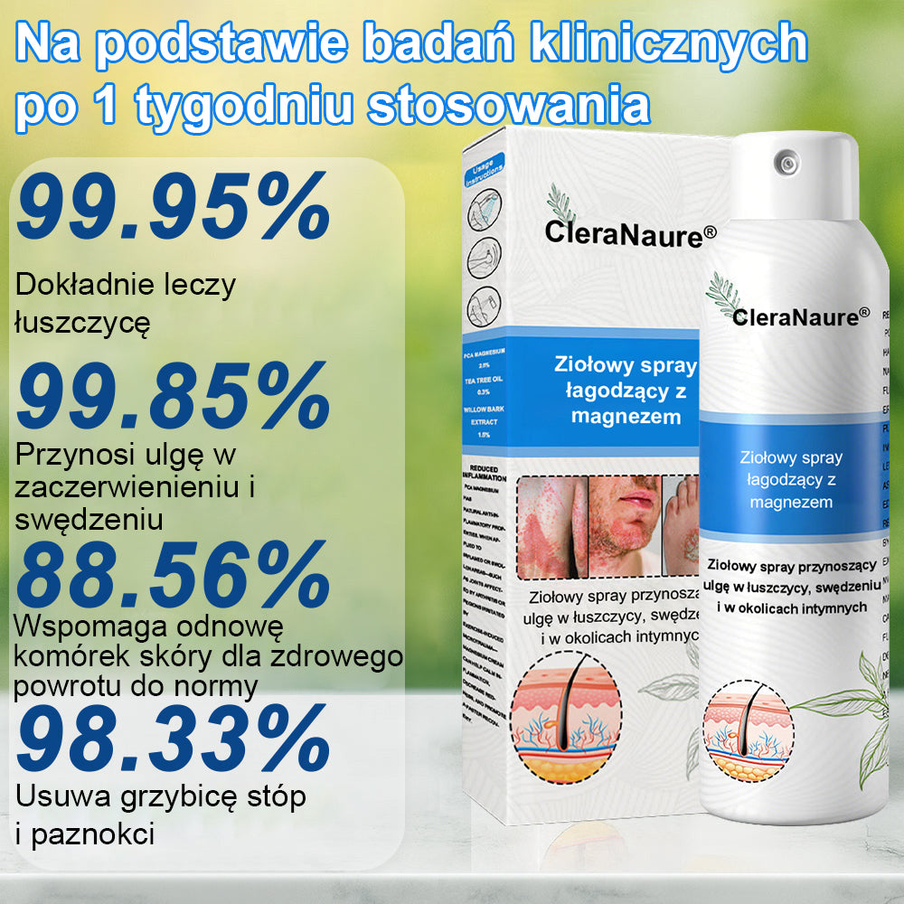 CleraNature® Magnesium Spray – Szybka Ulga dla Swędzącej, Czerwonej i Wrażliwej Skóry (Nawet w Strefach Intymnych)