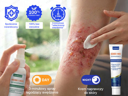 CleraNaure® Eczema Day & Night Repair System – 100% bezwsterydowy duet łagodzący dla intensywnego swędzenia, zaczerwienienia i uszkodzonej skóry (oferta)