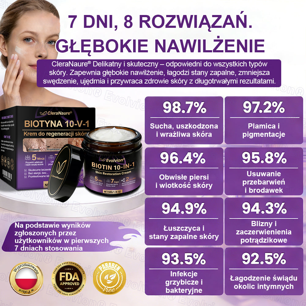 🥇CleraNaure® Krem do Skóry Biotyna 10-w-1 – Odbudowa i Regeneracja