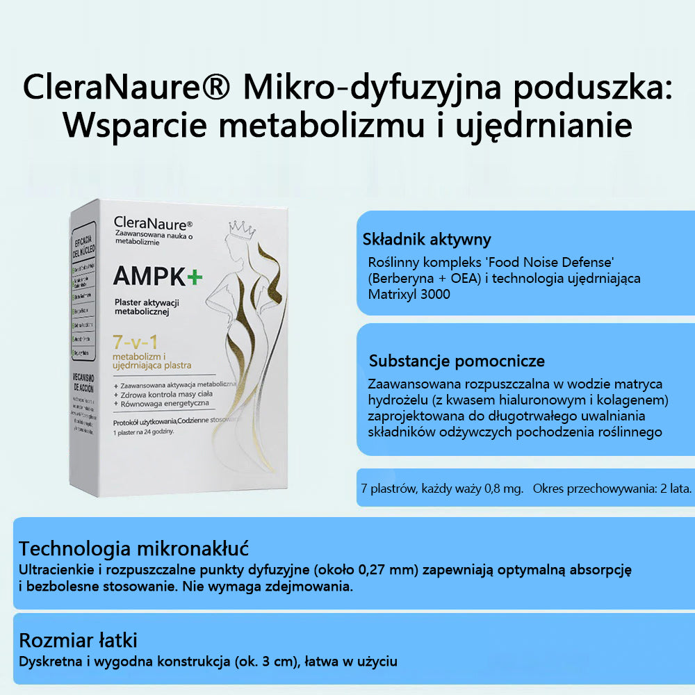 ⭐⭐CleraNaure® 7-w-1 metabolizm i ujędrniająca plastra (technologia mikrodyfuzji, 24-godzinny efekt) do kontroli wagi, apetytu, energii i metabolizmu cukru 💡