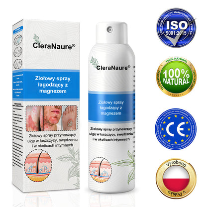 CleraNature® Magnesium Spray – Szybka Ulga dla Swędzącej, Czerwonej i Wrażliwej Skóry (Nawet w Strefach Intymnych)