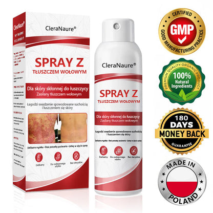 🥇CleraNature® Beef Tallow Spray dla swędzącej, łuszczącej się skóry skłonnej do łuszczycy🥇