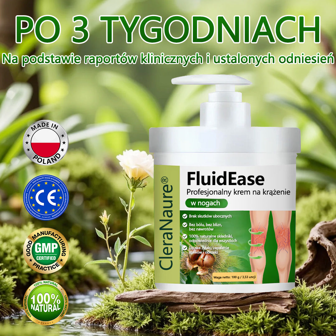 Pożegnaj się z opuchniętymi, bolącymi nogami – CleraNaure® FluidEase Profesjonalny krem na krążenie w nogach przynosi prawdziwą ulgę! ✨🦵