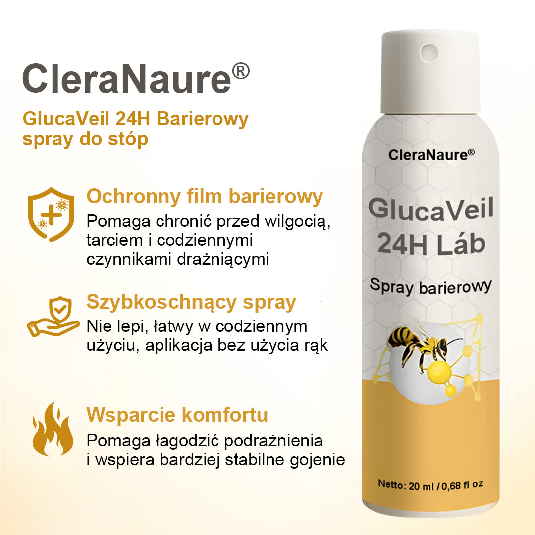 CleraNaure® GlucaVeil 24H Spray Ochronny do Stóp