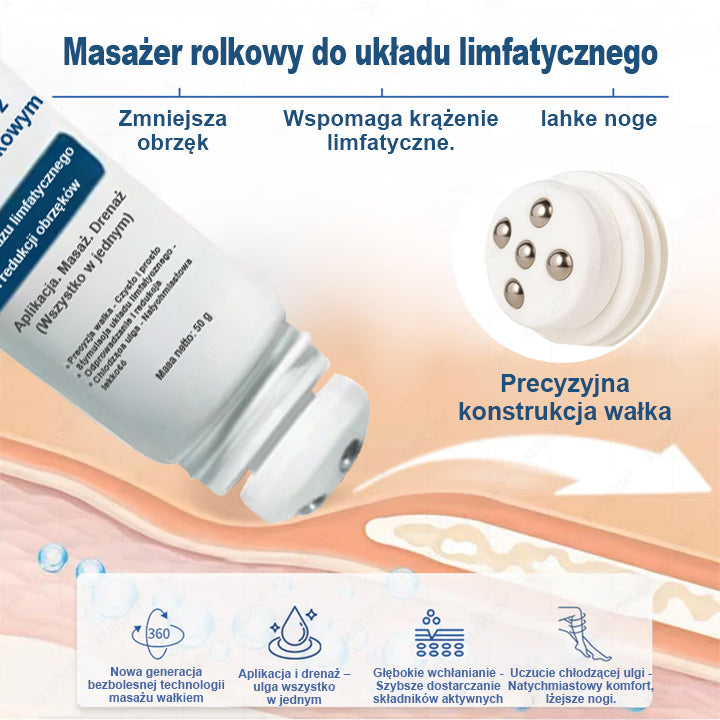 CleraNaure® Krem w Roll-Onie do Drenażu Limfatycznego i Redukcji Obrzęków