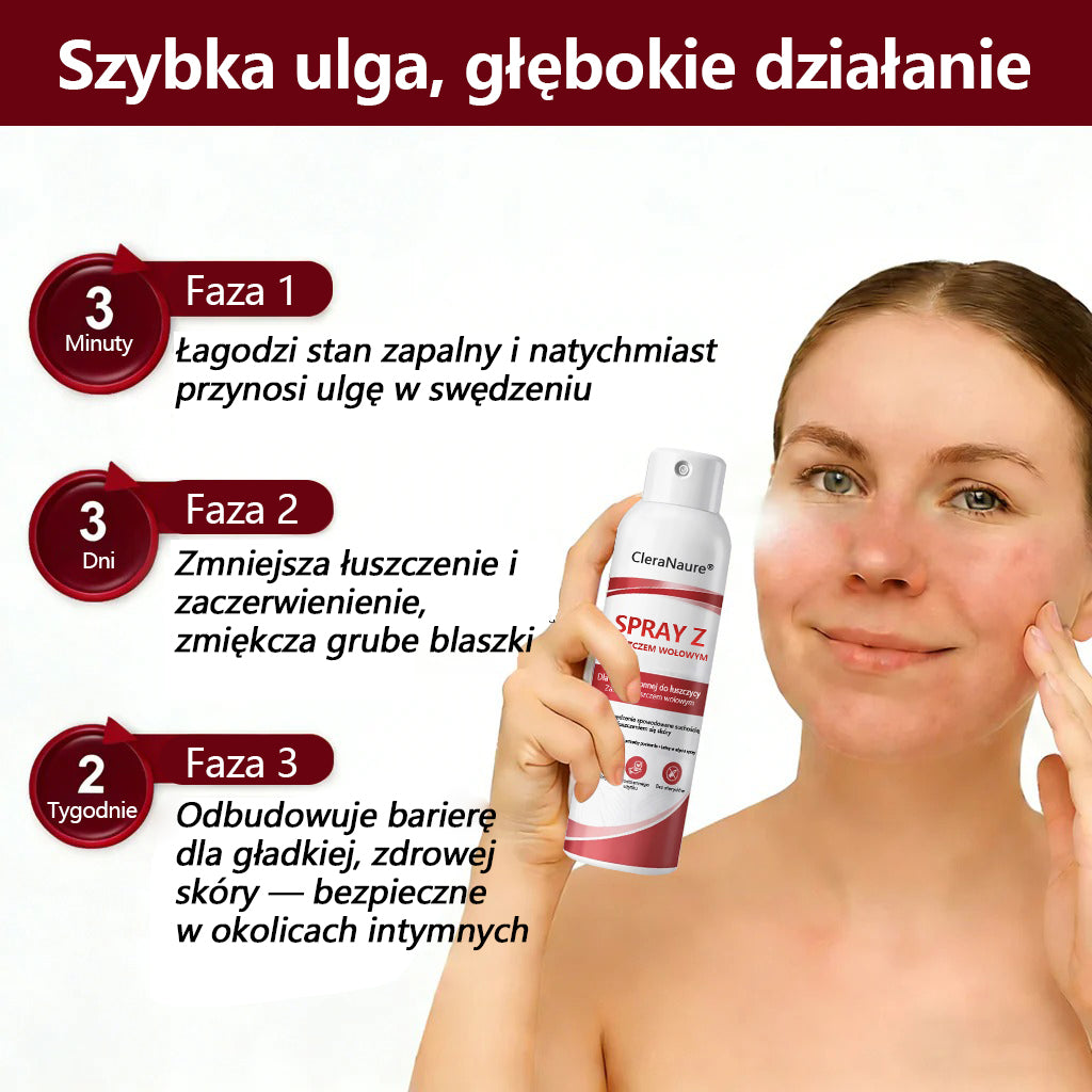 🥇CleraNature® Beef Tallow Spray dla swędzącej, łuszczącej się skóry skłonnej do łuszczycy🥇