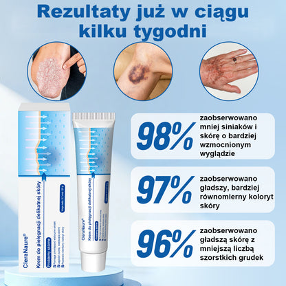 CleraNaure® Krem Naprawczy do Skóry Delikatnej 🌿 Wielotorowa Naprawa – na Siniaki, Suchość i Przebarwienia