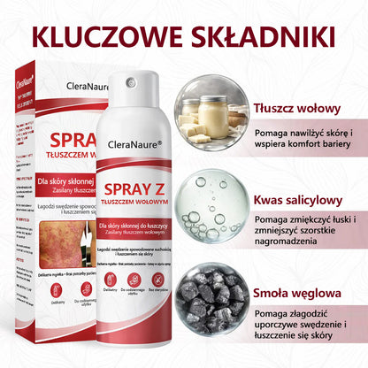 🥇CleraNature® Beef Tallow Spray dla swędzącej, łuszczącej się skóry skłonnej do łuszczycy🥇