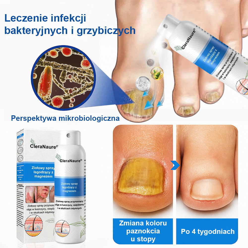 CleraNature® Magnesium Spray – Szybka Ulga dla Swędzącej, Czerwonej i Wrażliwej Skóry (Nawet w Strefach Intymnych)