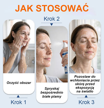 Spray aktywujący repigmentację Piperine Repigment Aktivator® CleraNaure, który aktywuje uśpione komórki pigmentowe i przywraca naturalny kolor skóry.