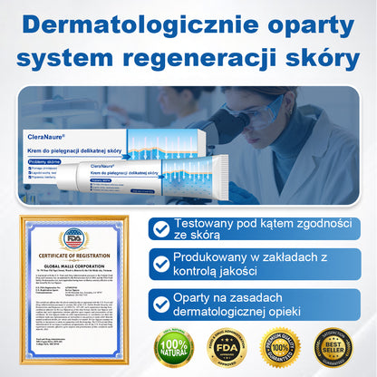 CleraNaure® Krem Naprawczy do Skóry Delikatnej 🌿 Wielotorowa Naprawa – na Siniaki, Suchość i Przebarwienia