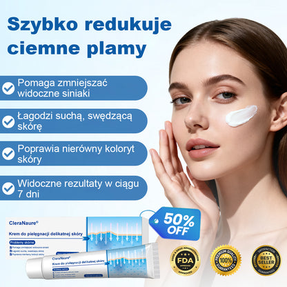 CleraNaure® Krem Naprawczy do Skóry Delikatnej 🌿 Wielotorowa Naprawa – na Siniaki, Suchość i Przebarwienia