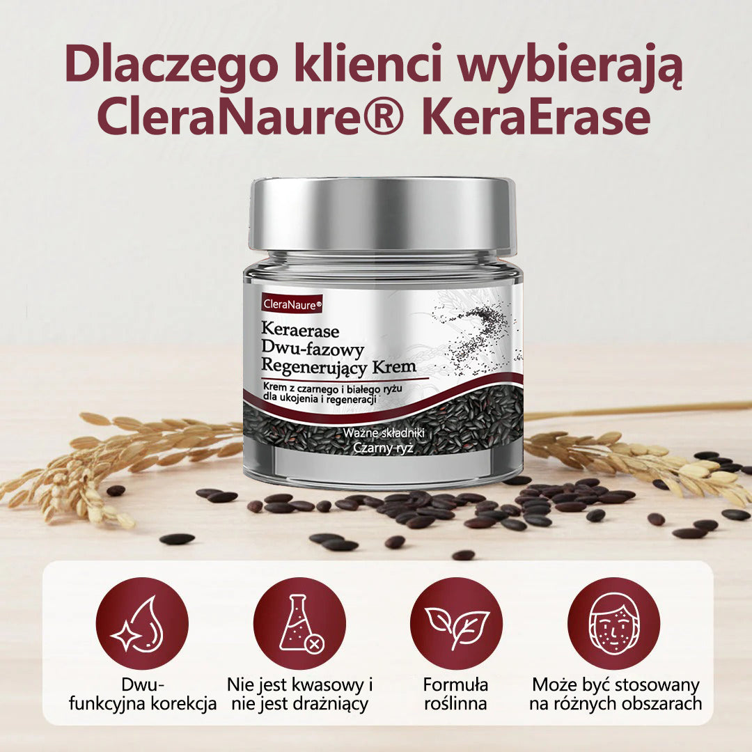 ⭐🏅 Oficjalny sklep CleraNaure® Keraerase Krem Odnowy o Podwójnym Działaniu - Krem z podwójnym działaniem do regeneracji skóry (wygładza wypukłe grudki i rozkłada głębokie nagromadzenie keratyny bez kwasów i podrażnień)