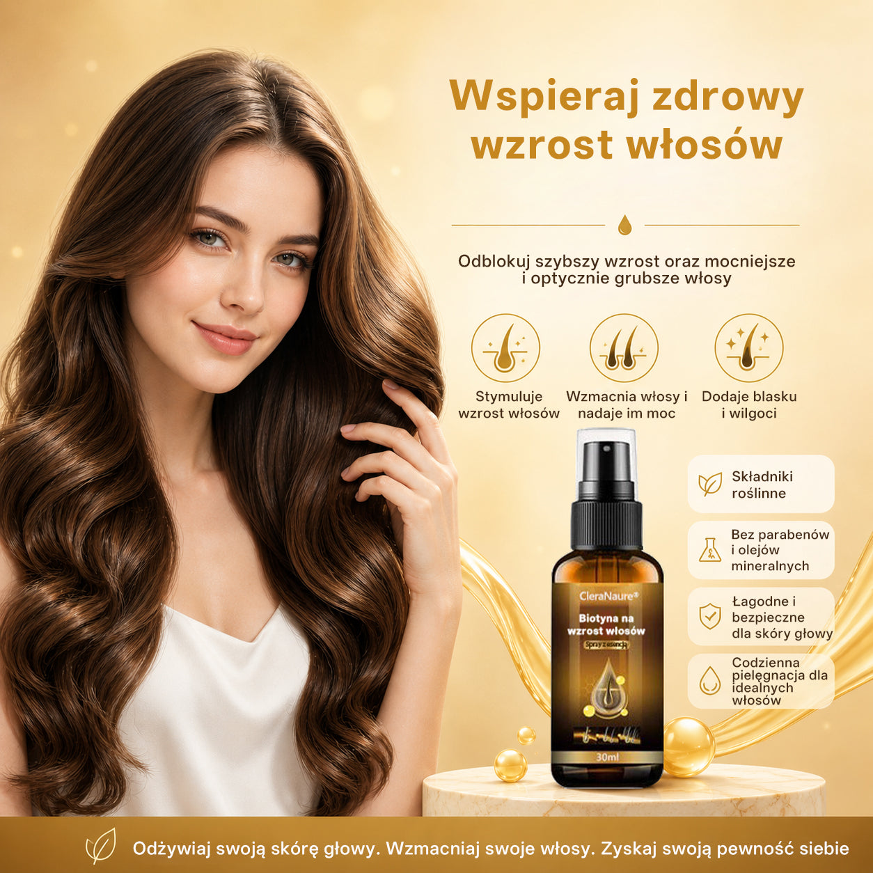 CleraNaure® Biotynowy spray-esencja na porost włosów (Nowa formuła)